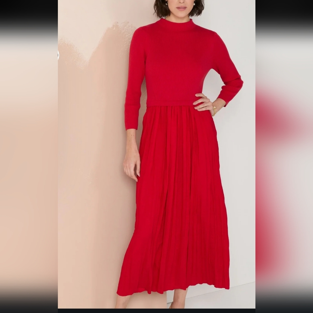 NIC+ZOE Vibrant Red Long Sleeve Dress